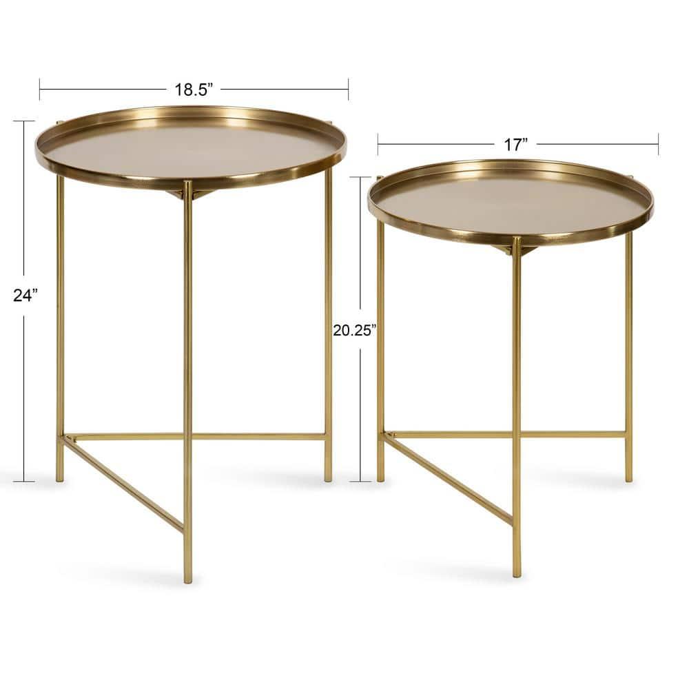 Kate and Laurel Ulani Round Metal Nesting Table, 2 Piece, Gold