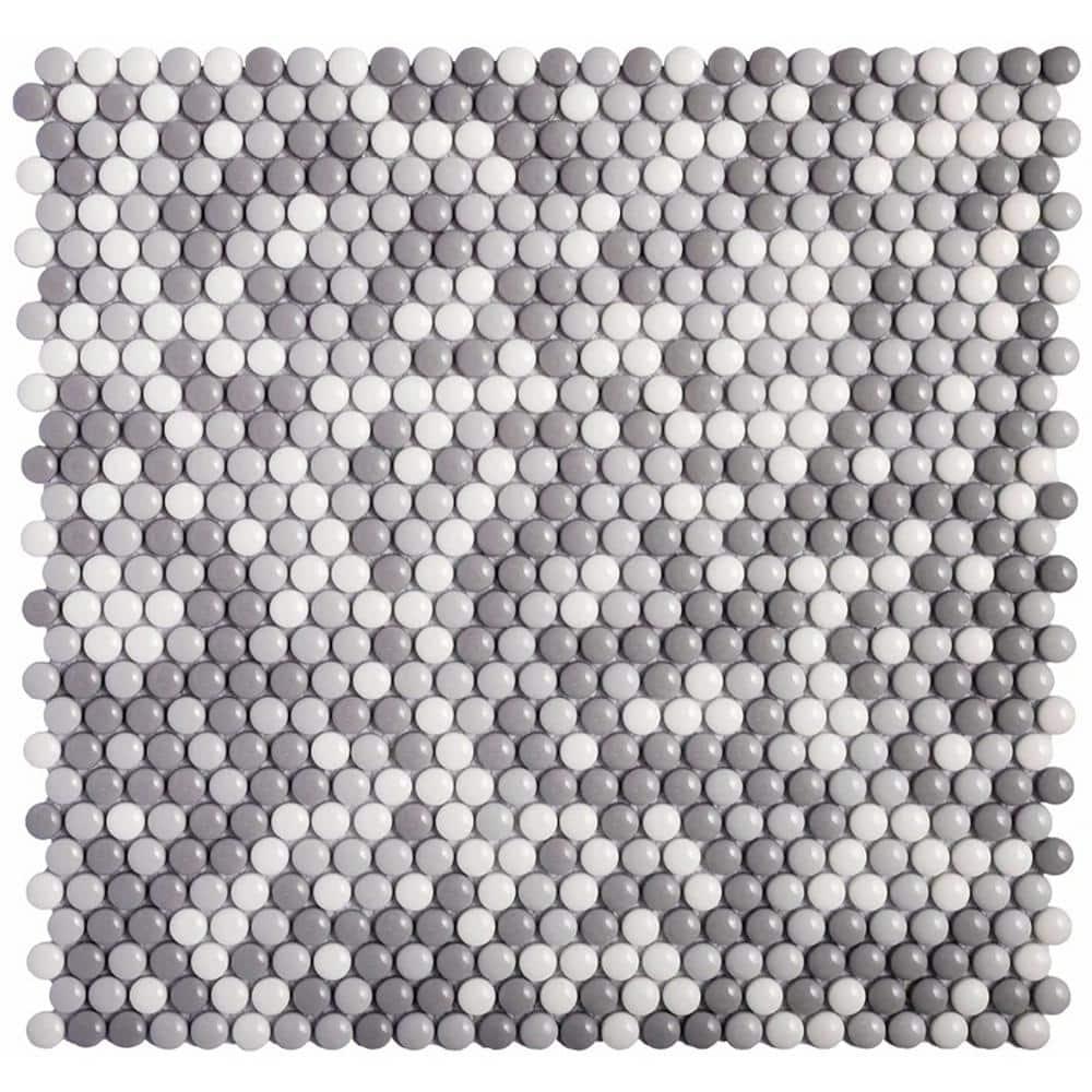 5 pack White and Gray 12.5-in X 12.8-in Recycled Glass Mosaic Floor and Wall Tile (5.56 sq ft/case)