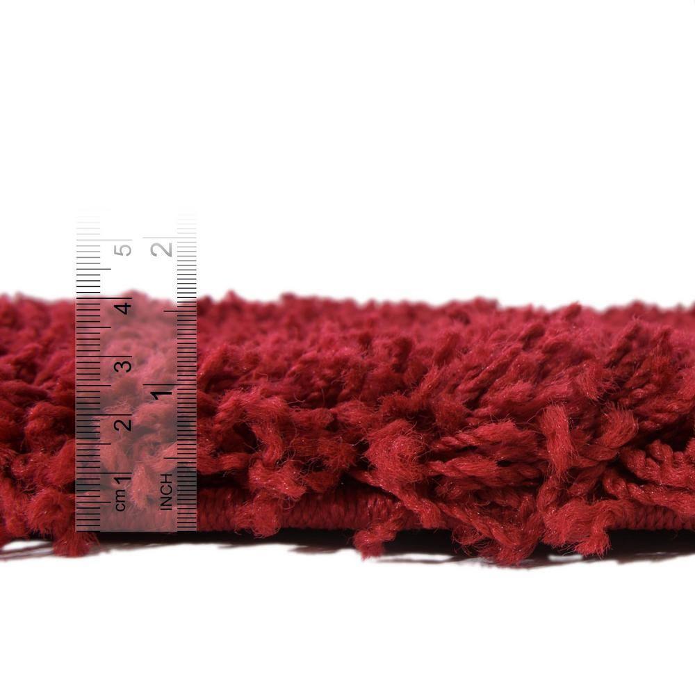 Unique Loom Solid Shag Collection Area Rug (8' Round, Cherry Red)