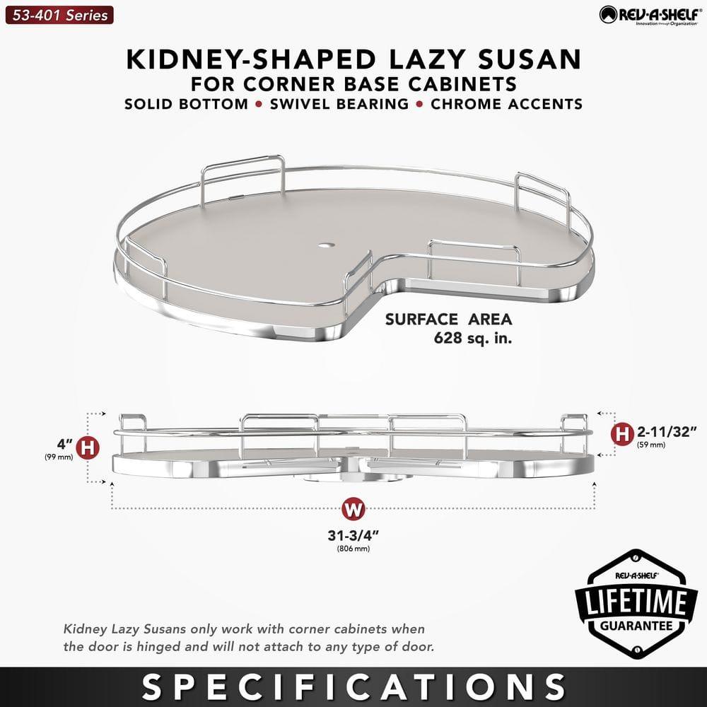 Rev-A-Shelf Rev-A-Shelf Solid Surface Kidney Lazy Susan for Corner Base Cabinet with Swivel Bearing