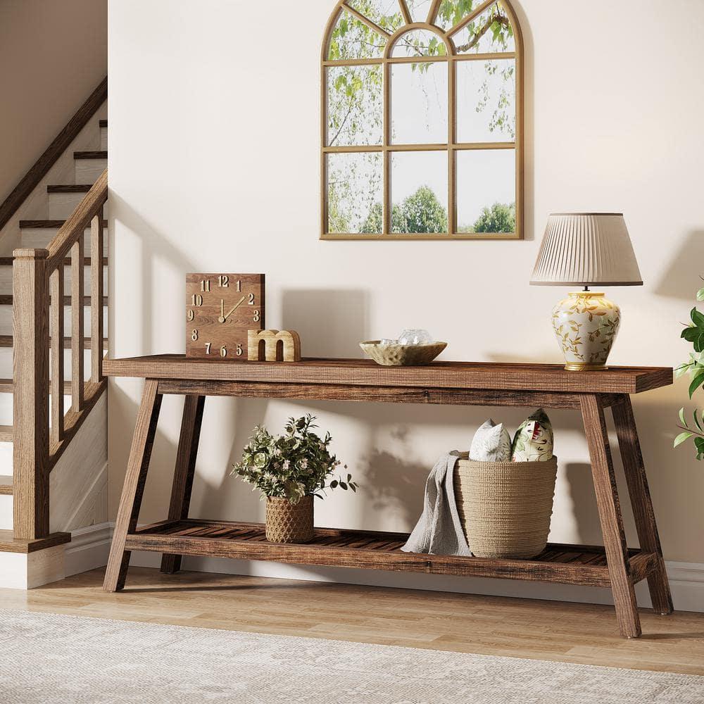 Gracie Oaks 70.9-Inch Farmhouse Console for Entryway, 2-Tier Entry Table Sofa Table