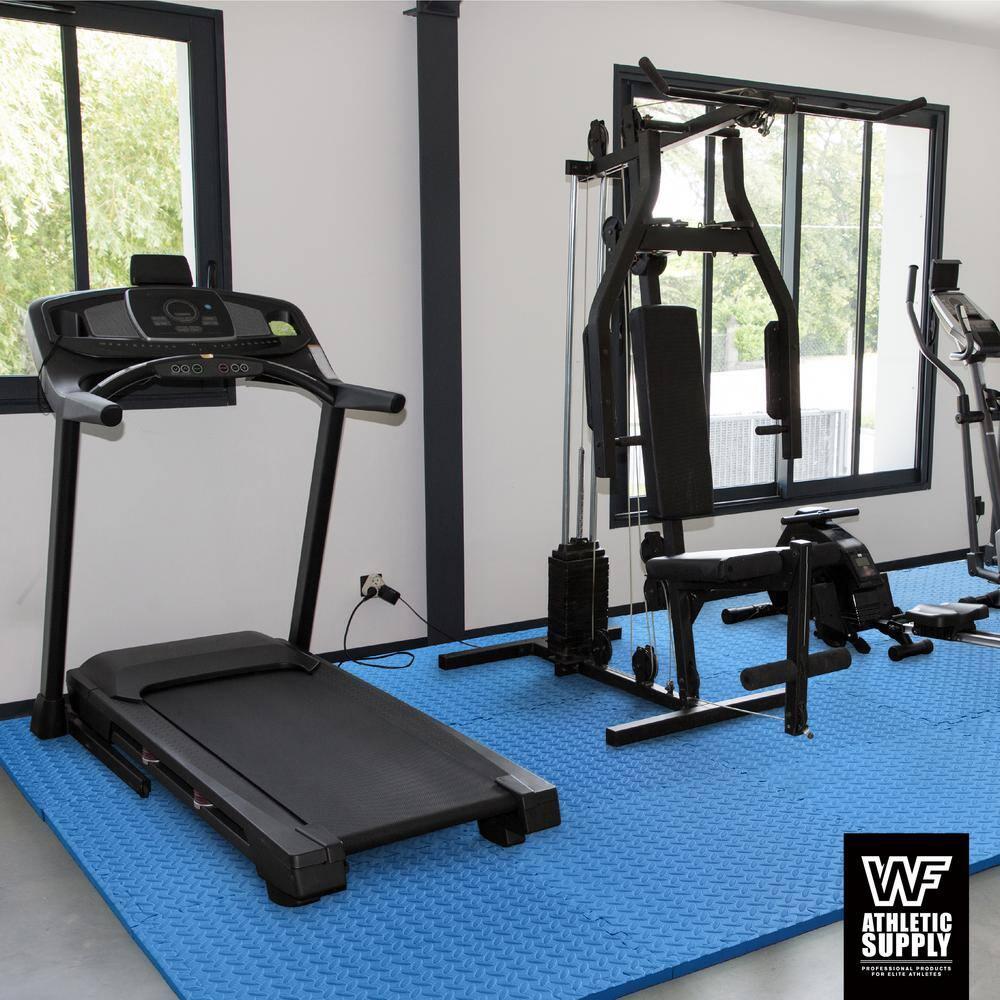 Blue 24 in. W x 24 in. L x 0.5 in. T EVA Foam Diamond Pattern Gym Flooring Mat (6 Tiles/Pack) (24 sq. ft.)
