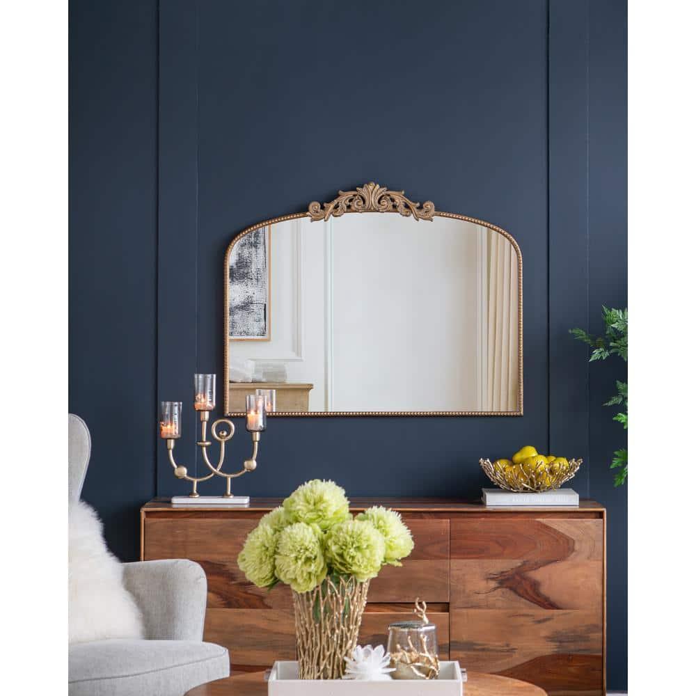 A&B Home Gold Arch Mirror with Metal Frame, 40"x31" Wall Decor
