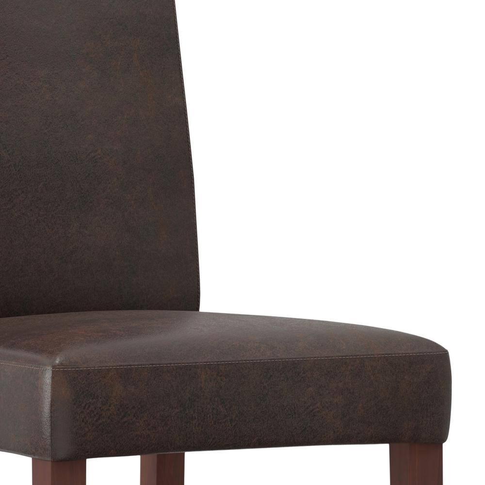 Simpli Home Acadian Andover Upholstered Parson Dining Chair with Tufted Backrest and Solid Wood Frame (Set of 2)