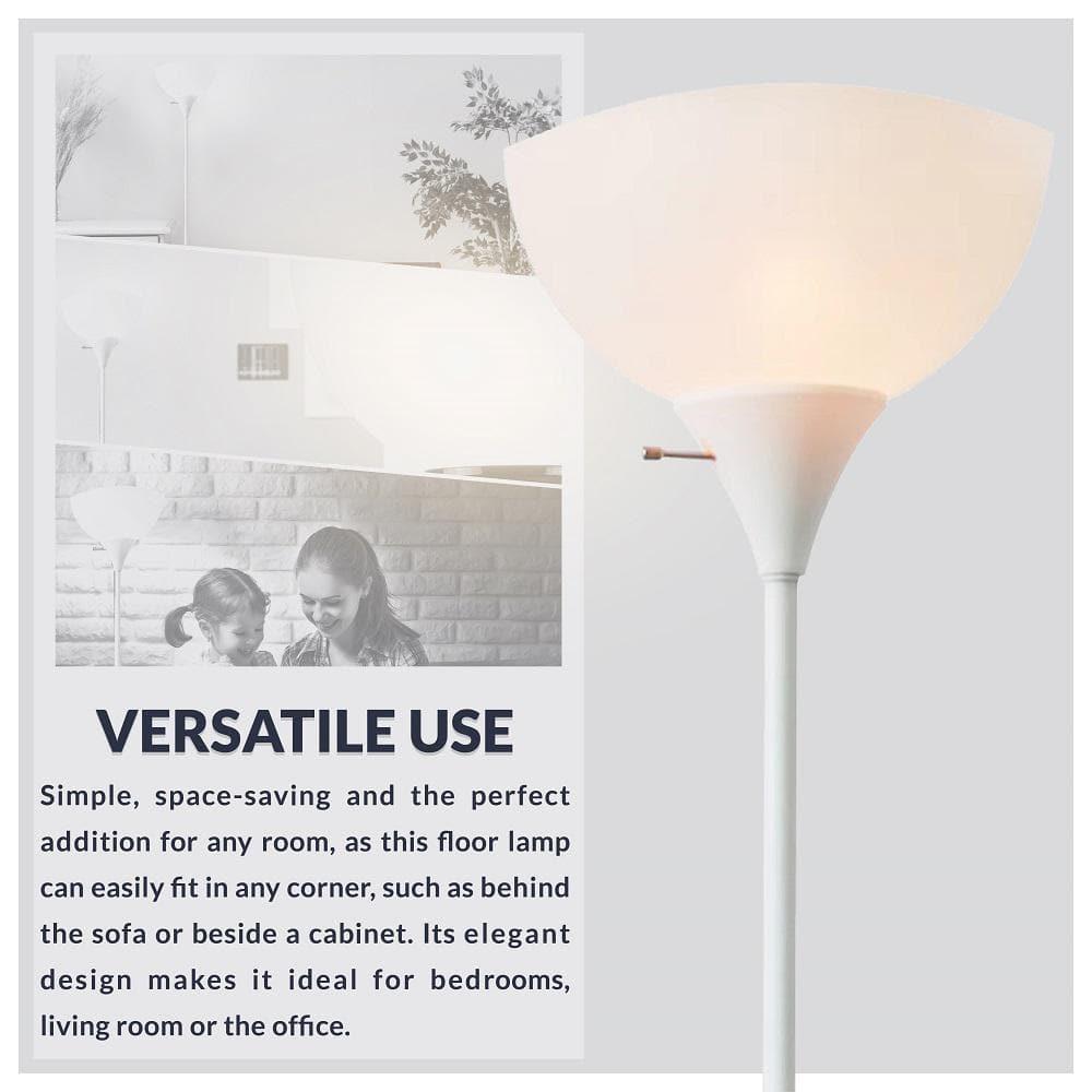 Newhouse Lighting 71” Modern White Energy Efficient Floor Lamp with White Torchiere Shades