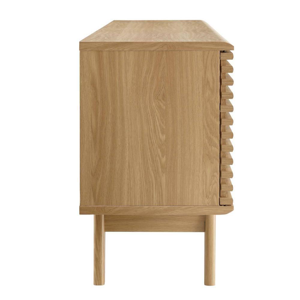 Render Media Console TV Stand for TVs up to 80" Brown - Modway: Mid-Century Modern, Adjustable Shelves, Cable Management