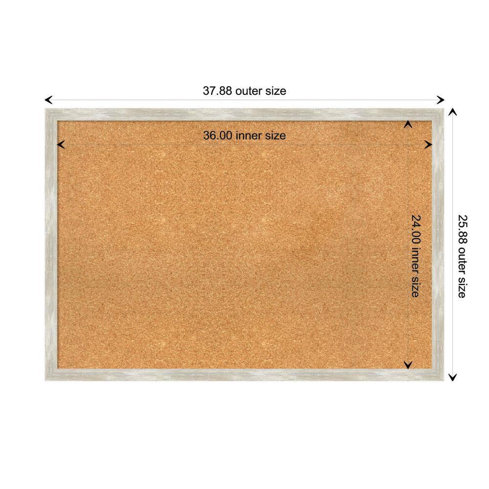 Amanti Art Natural Cork Board Framed Crackled Metallic Narrow Bulletin Board 38 in. x 26 in.
