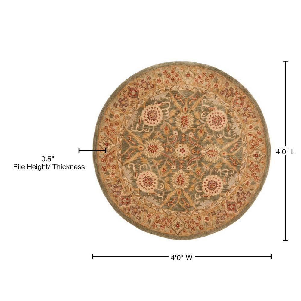 Anatolia Sage/Ivory 4 ft. x 4 ft. Round Border Area Rug