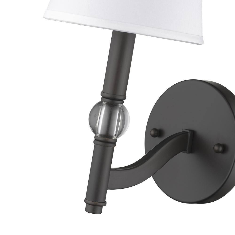 Golden Lighting Waverly 1-Light Wall Sconce in Rubbed Bronze with Classic White