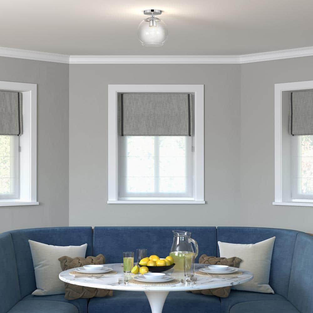 Evelyn&Zoe 9" Polished Nickel Finish Metal/Glass Semi Flush Mount