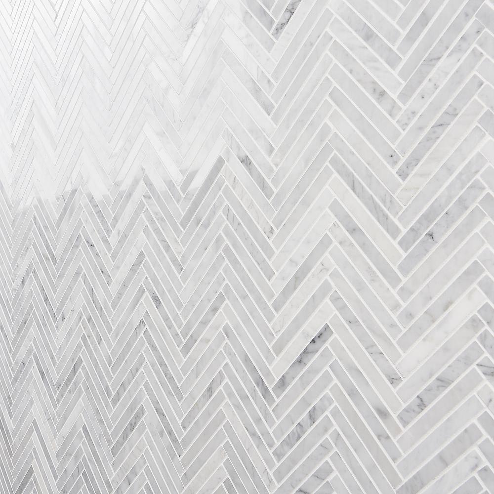 Marble Collection 0.5" X 4" Herringbone Natural Stone Mosaic Wall & Floor Tile