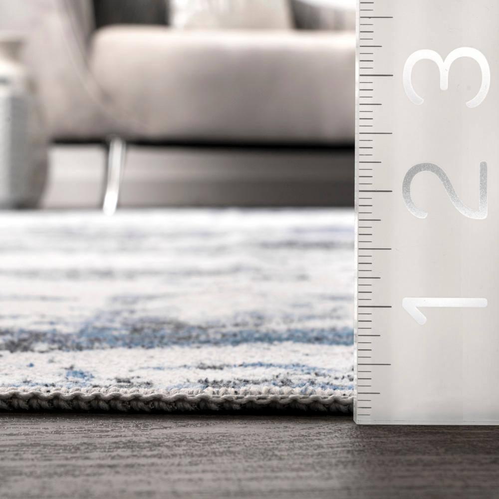 Nuloom Dali Abstract 4x6 Machine Washable Indoor Area Rug for Living Room Bedroom Dining Room Kitchen, Blue Grey/Ivory