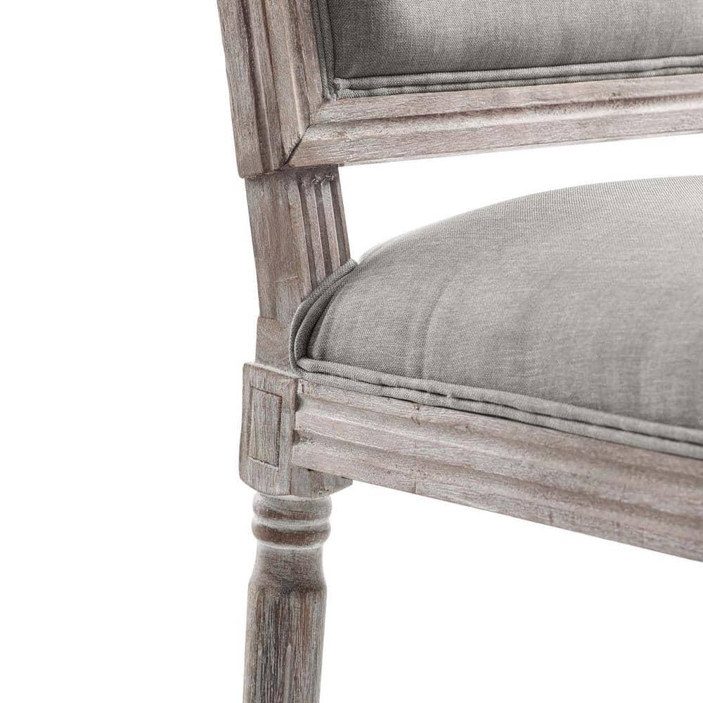 Modway Court 20" Vintage French Fabric Dining Side Chair in Light Gray