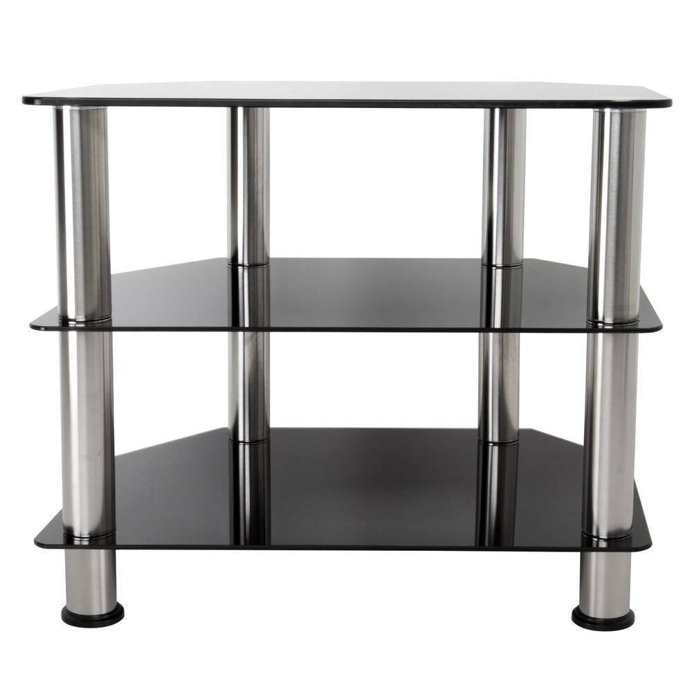 AVF Classic SDC600-A - Stand - corner - for TV / AV System - stainless steel, tempered glass - black glass, chrome effect - screen size: 12"-32" - floor-standing