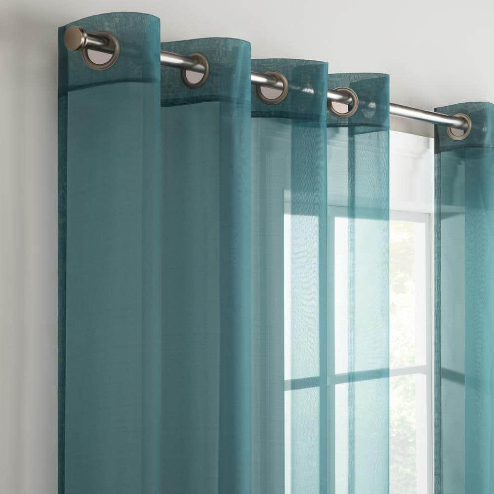 Eclipse Livia Sheer Rod Grommet 54 x 63 Curtain Panel in Teal