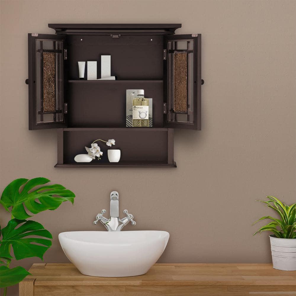 Windsor Wall Cabinet Brown - Elegant Home Fashions: Over Toilet Storage, Adjustable Shelves, MDF Composite