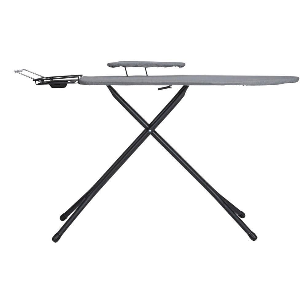 Household Essentials Wide Mega Ironing Board 4-Leg Matte Black Frame Gray Cover: Collapsible Metal, 59" x 18.75", 18.44 lbs