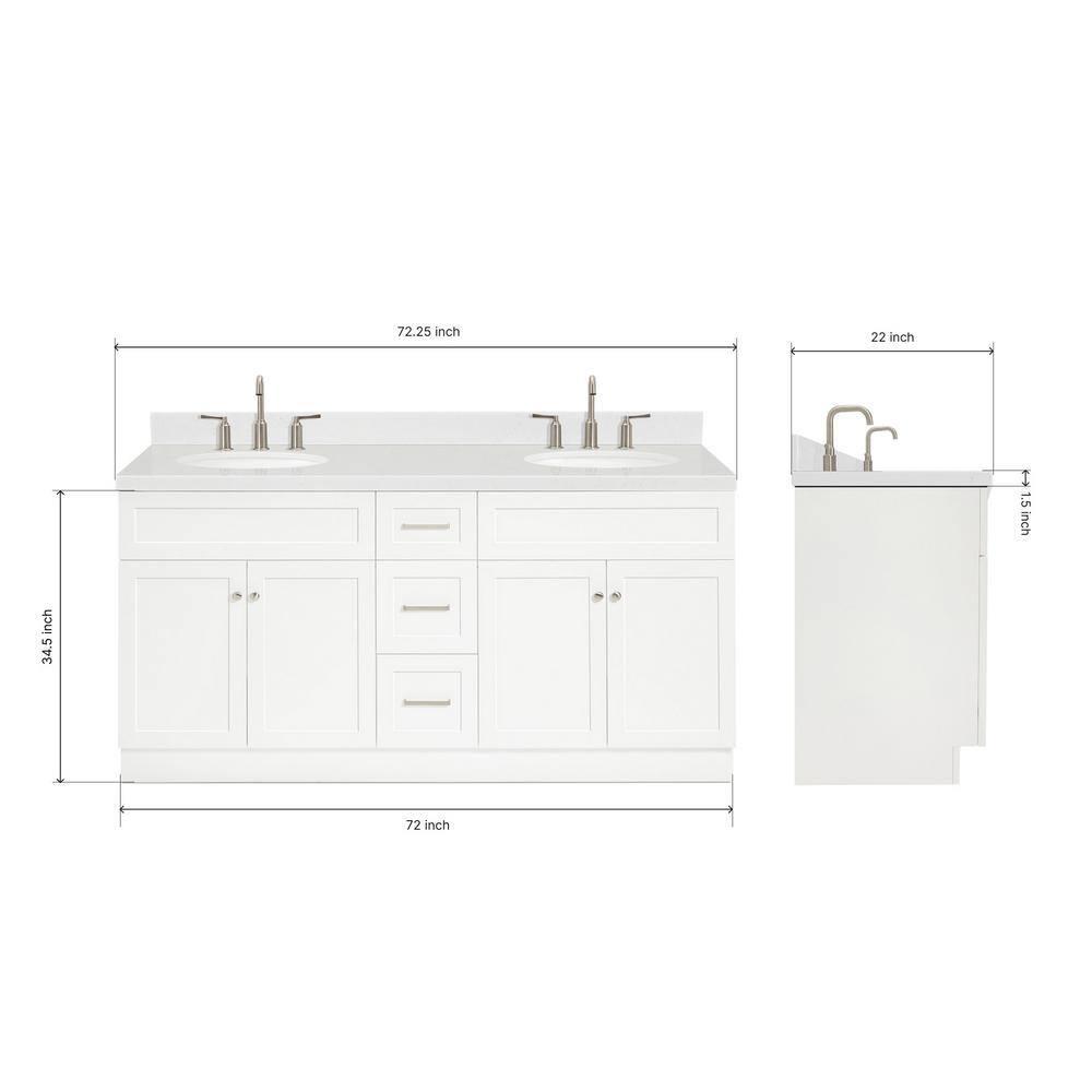 Ariel F072dcqovo Hamlet 72" Free Standing Double Basin Vanity Set - White