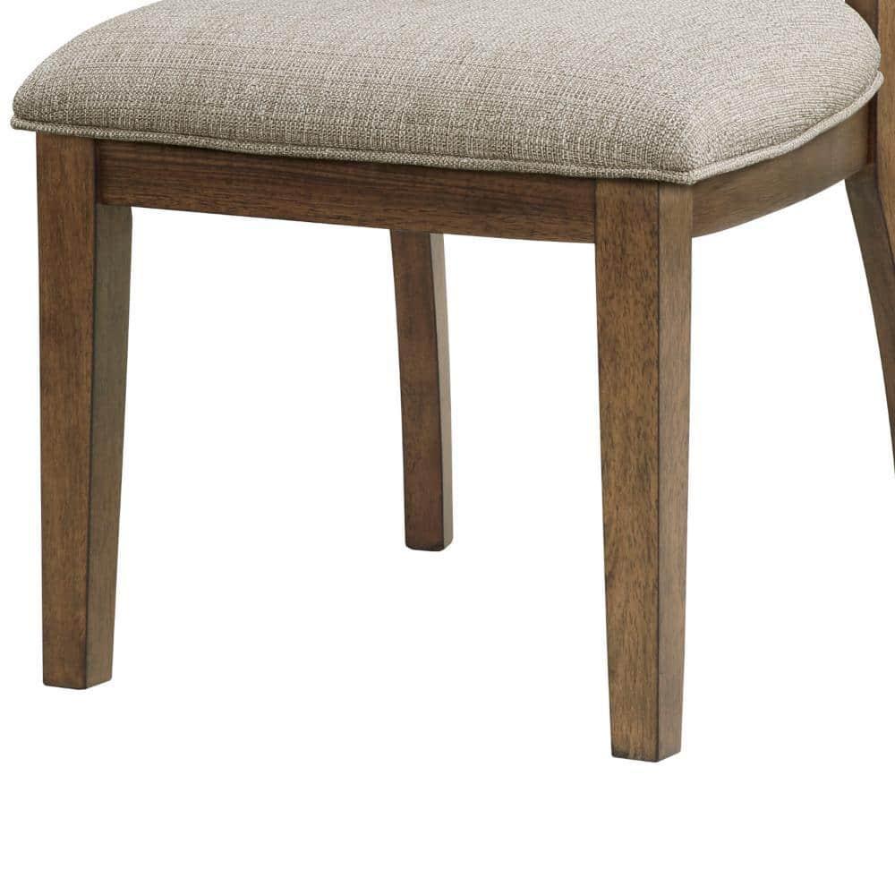 Benjara BM316760 23 in. Trea Ladder Back Brown & Beige Cushioned Seat Side Dining Chair