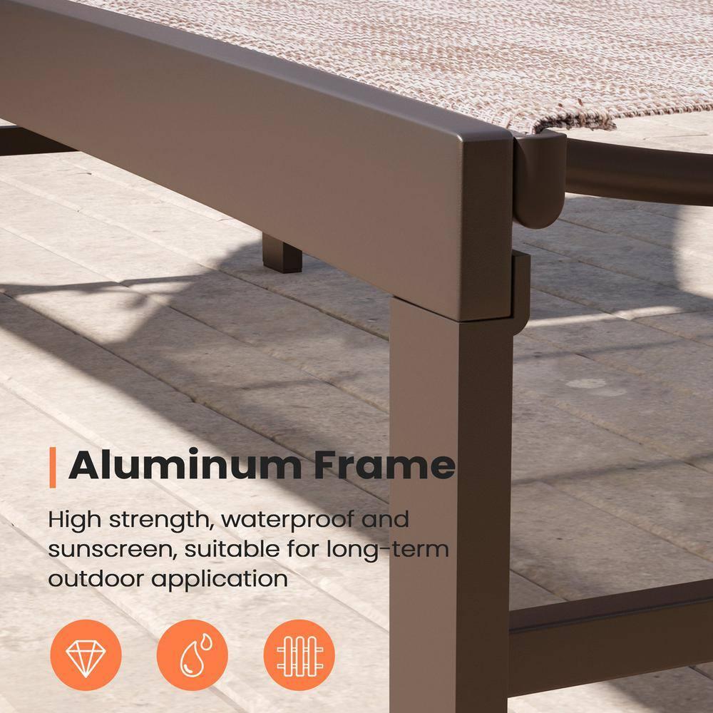 Pellebant Outdoor Chaise Lounge Aluminum Patio Adjustable Chair,Beige