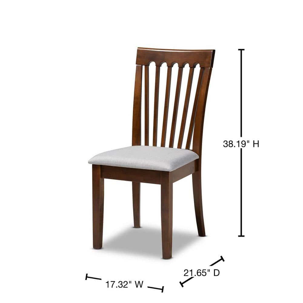 Set of 4 Minette Fabric Upholstered Walnut Dining Chairs - Baxton Studio: Rubberwood, Polyester