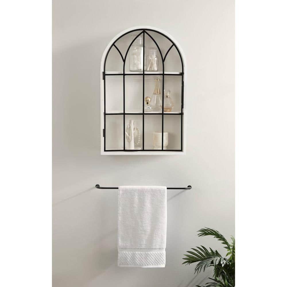 Kate and Laurel Megara Arched Wall Mounted Cabinet, 16x6x24, Black