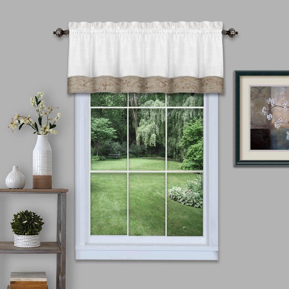 Achim Oakwood Polyester Light Filtering Curtain Valance, Natural, 58" x 14"