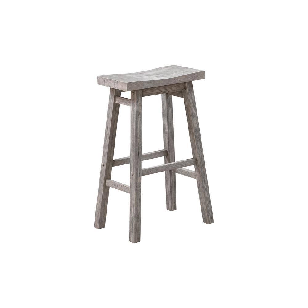 Set of 2 29" Sonoma Saddle Counter Height Barstool Barnwood Wire Brush - Boraam: Wood Frame, Fixed Seat Height