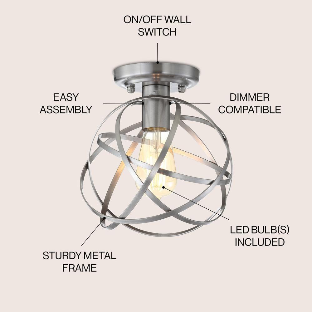 Alba 8.5" Metal Orb LED Flush Mount, Nickel