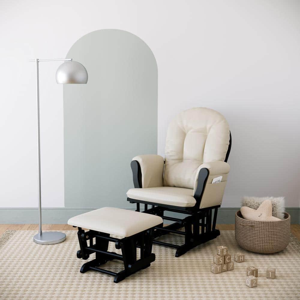 Storkcraft Hoop Infant Nursery Glider and Ottoman, Black with Beige