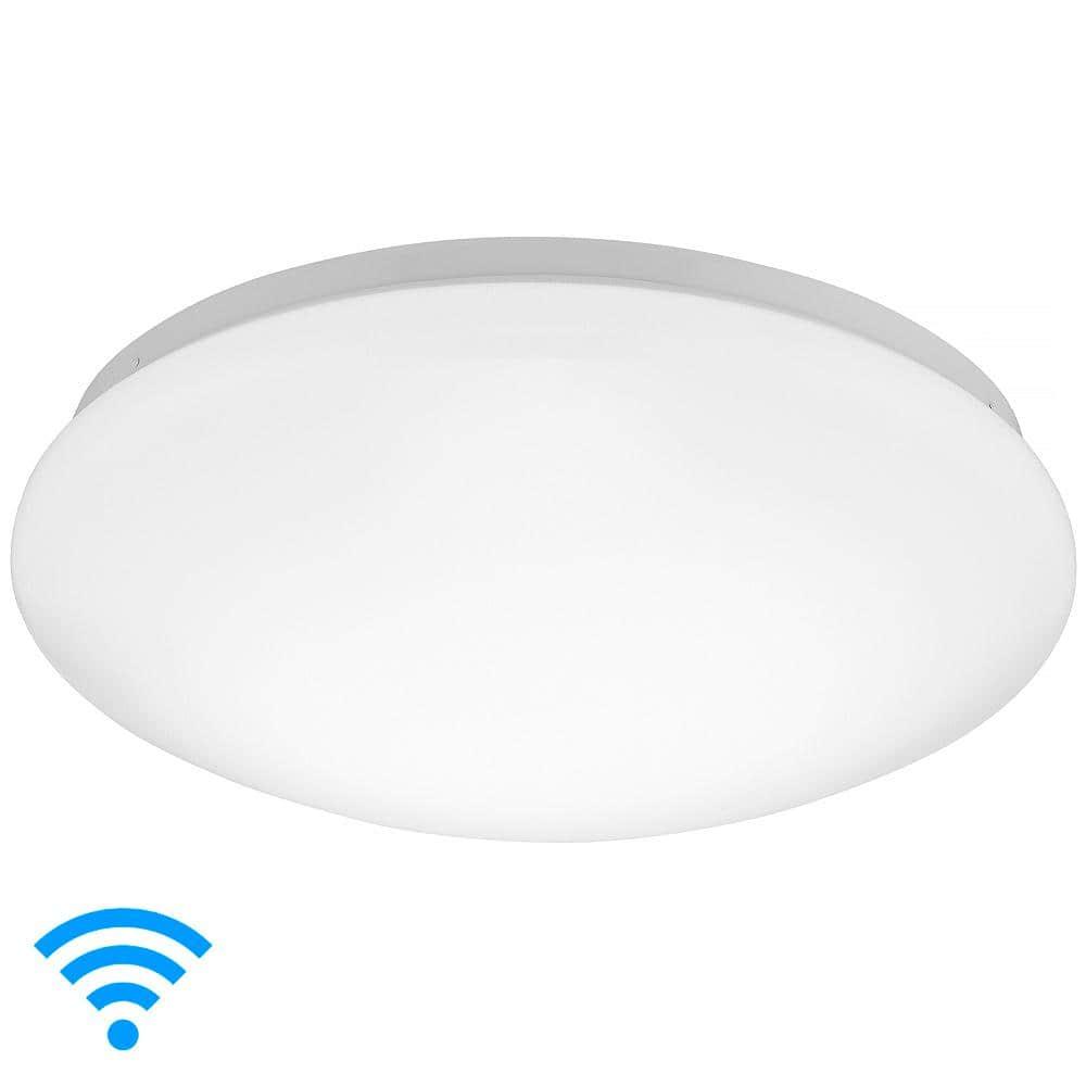 Luvoni by Maxxima 13 in. Smart WiFi LED Round Flush Mount Ceiling Light, Dimmable, CCT 2000K-5000K, 1500 Lumens