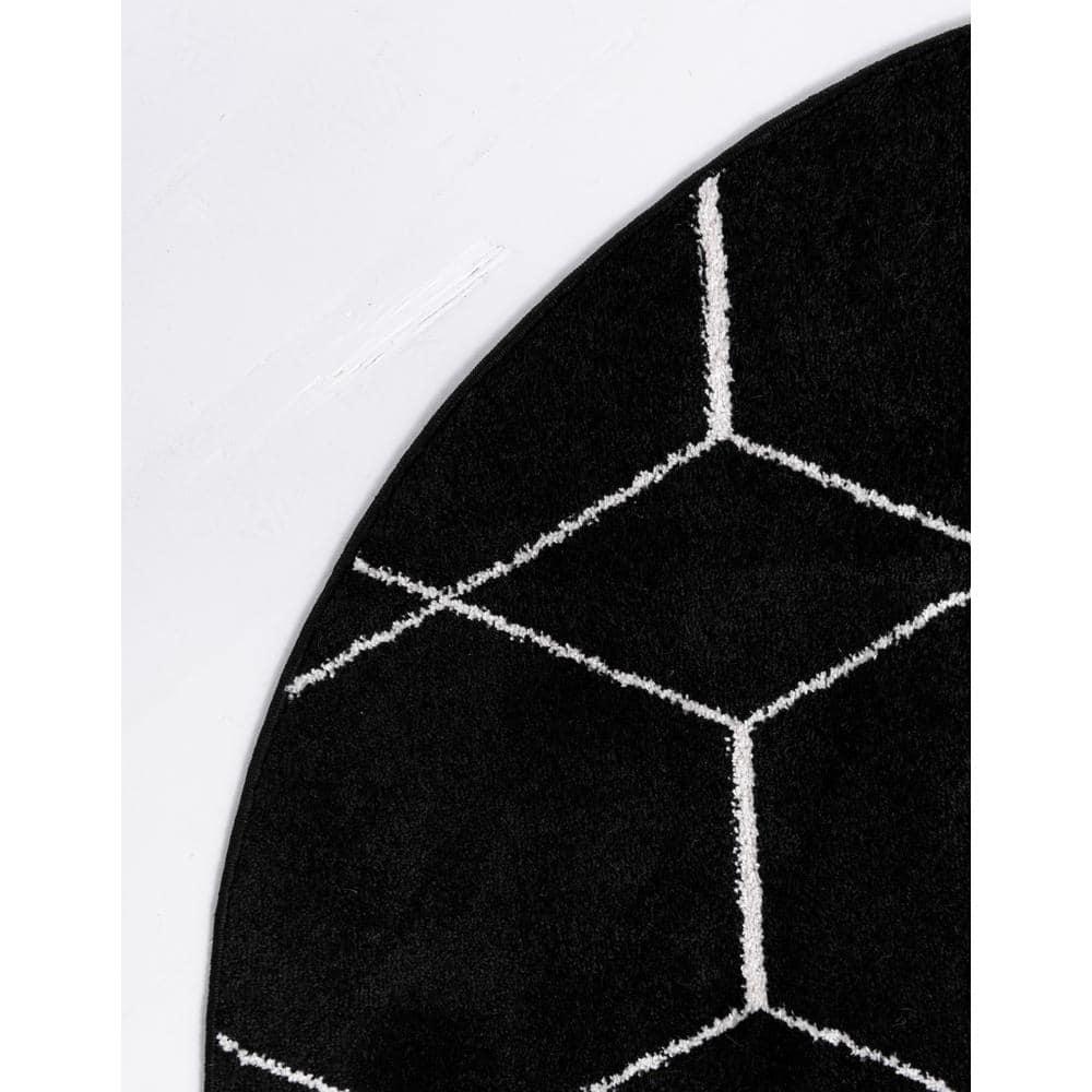 Unique Loom 5' 0 x 5' 0 Trellis Frieze Black Area Rug