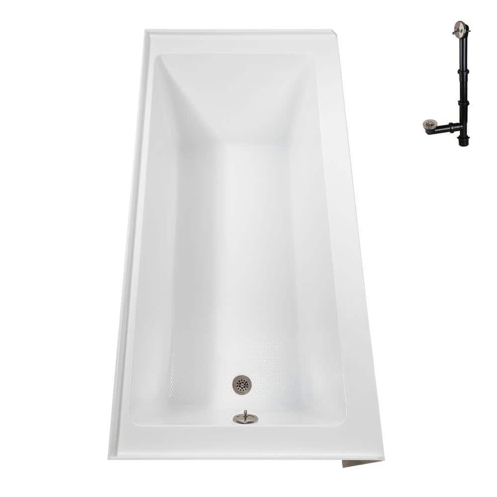 Streamline Bath Streamline 60 in. x 32 in. Acrylic Left-Hand Drain Alcove Bathtub in Glossy White With External Drain NAL-5560-BNK