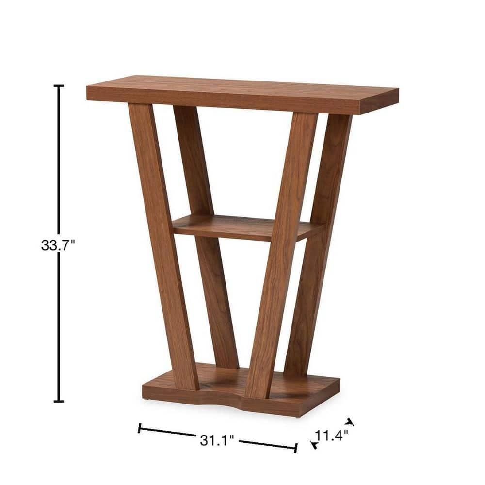 Boone Wood Console Table Walnut Brown - Baxton Studio: Modern Entryway Furniture with Shelf, Space-Saving Design