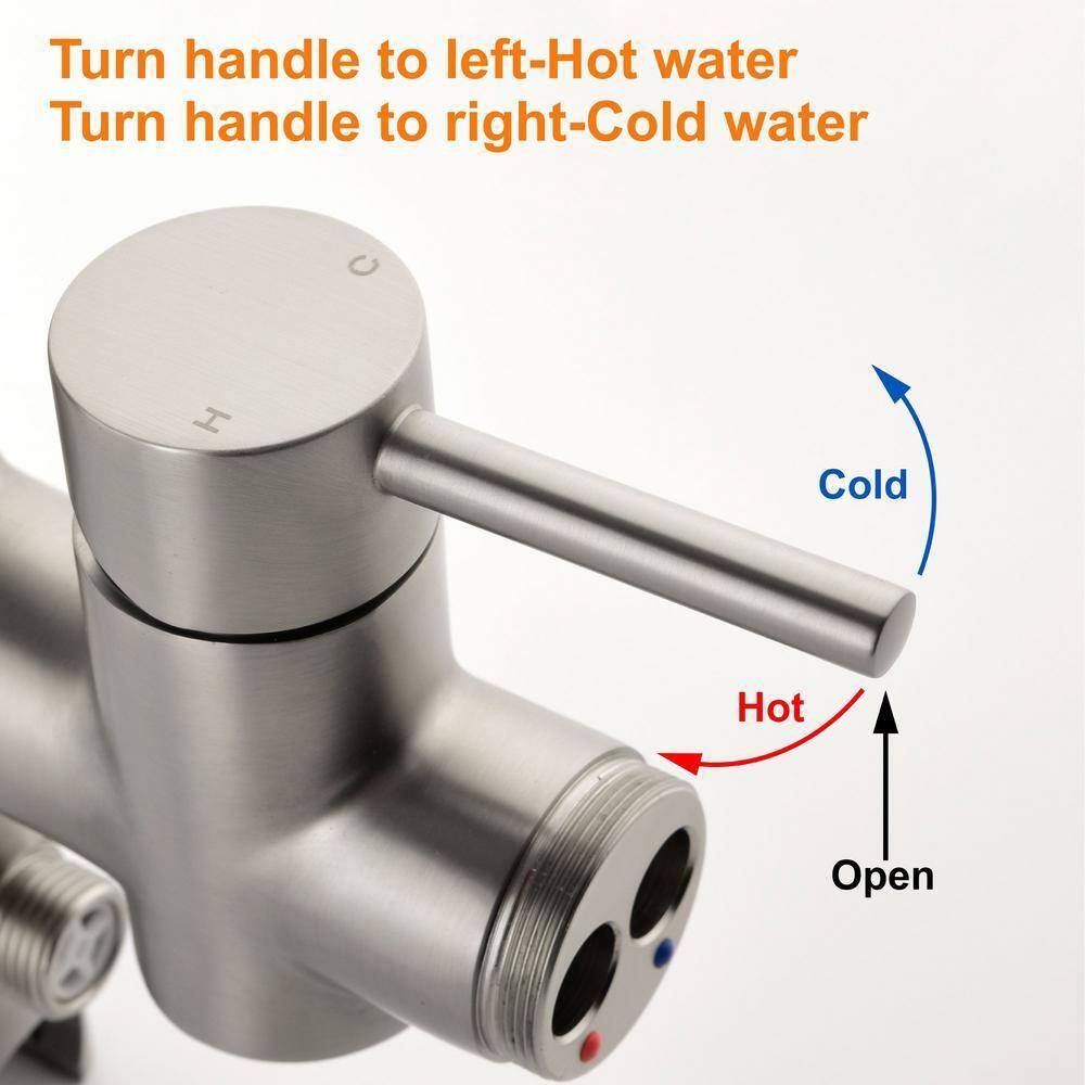 Double Handle Floor Mounted Freestanding Tub Filler With Handshower