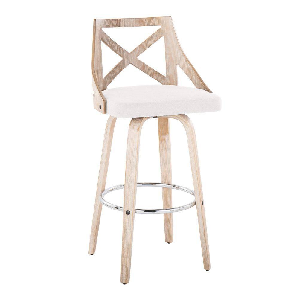 Set of 2 Charlotte Barstools: Fixed-Height, Swivel Seat, X-Back Design - LumiSource