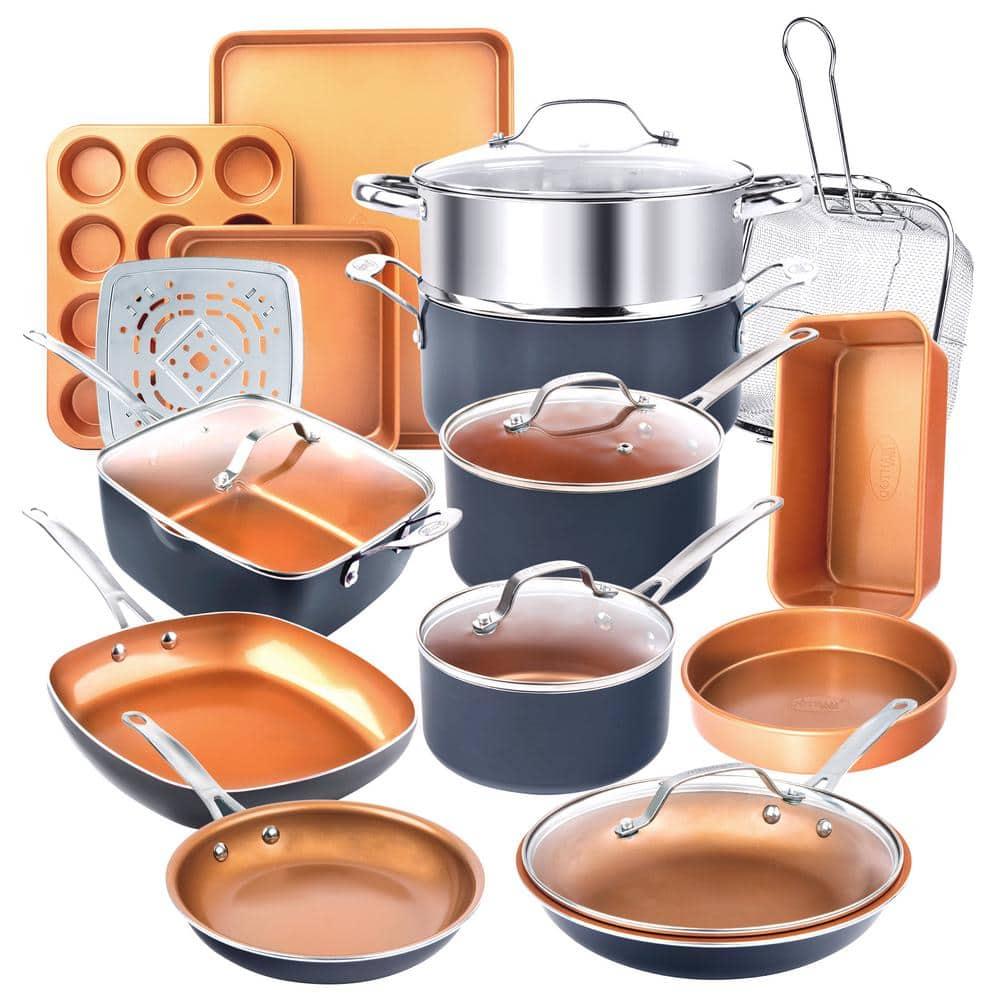 Gotham Steel 20 Piece Nonstick Cookware and Bakeware Set, Stay Cool Handles, Oven & Dishwasher Safe
