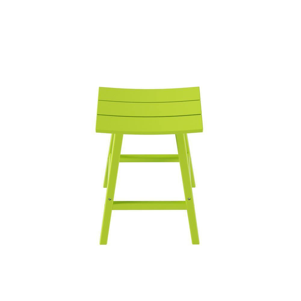 Polytrends  Laguna Hdpe All Weather Outdoor Patio 29" Saddle Seat Bar Stool Lime