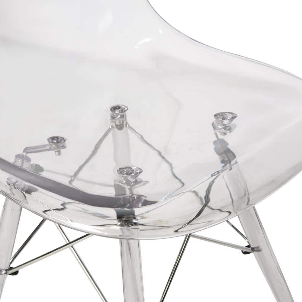 LeisureMod Dover Modern Dining Chair with Acrylic Base (Clear)