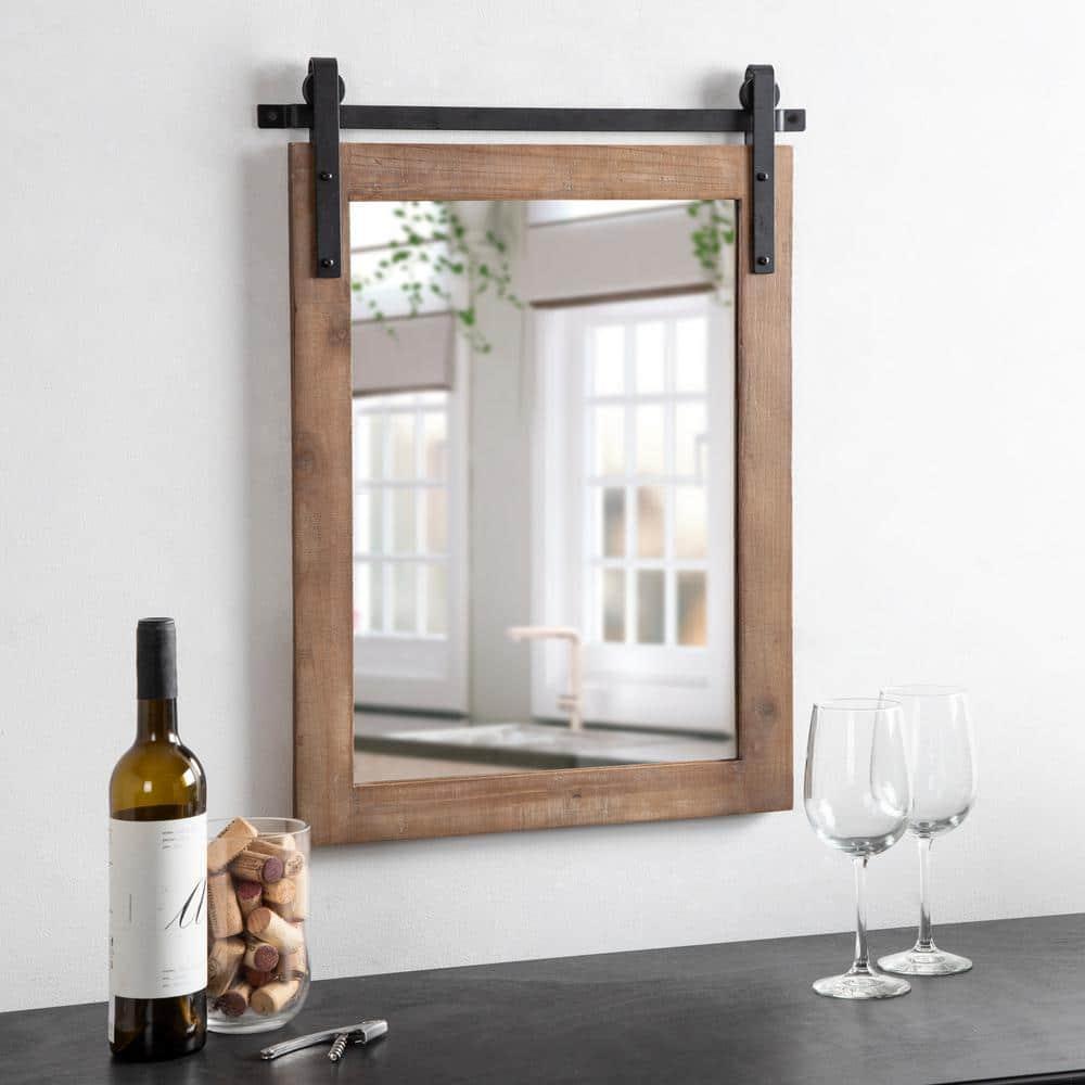 18" x 26" Cates Rectangle Wall Mirror Rustic Brown - Kate & Laurel All Things Decor: Farmhouse Vanity Decor