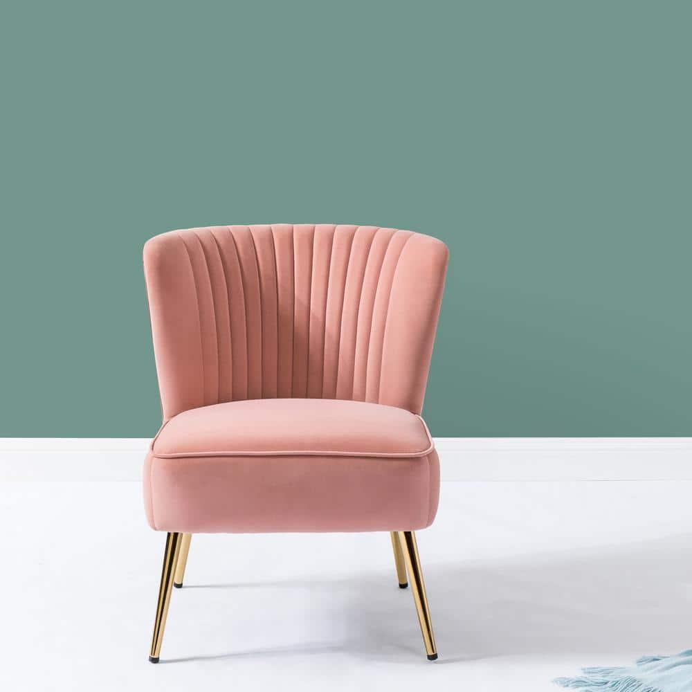 HULALA HOME Monica Upholstered Modern Tufted Accent Side Chair with Gold Legs by  PINK