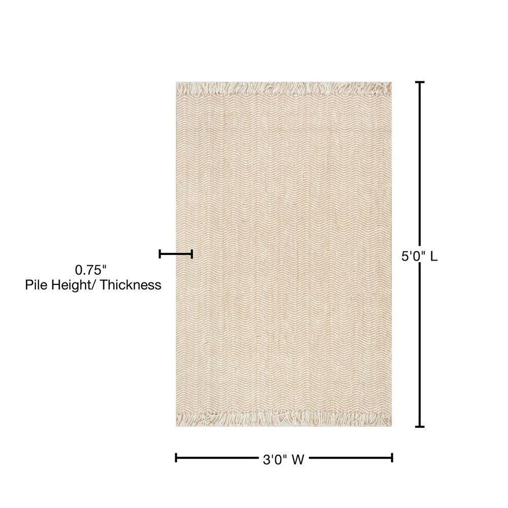 3'x5' Hand Woven Don Jute with Fringe Area Rug Brown - nuLOOM: Indoor Low Pile Rectangle, Stripe Pattern, Spot Clean