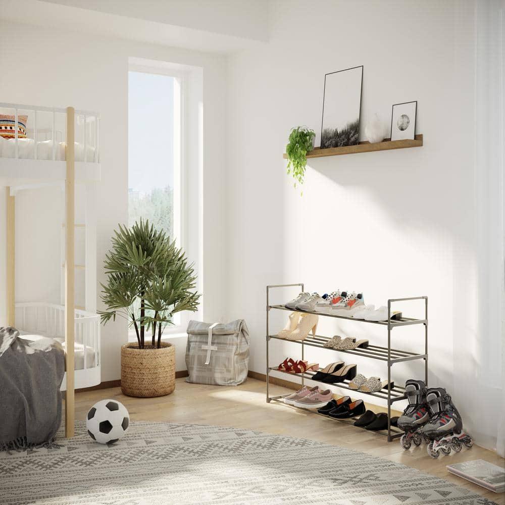 Home-Complete 4-Tier Shoe Rack for 20 Pairs Sneakers, Heels, Boots (Gray)