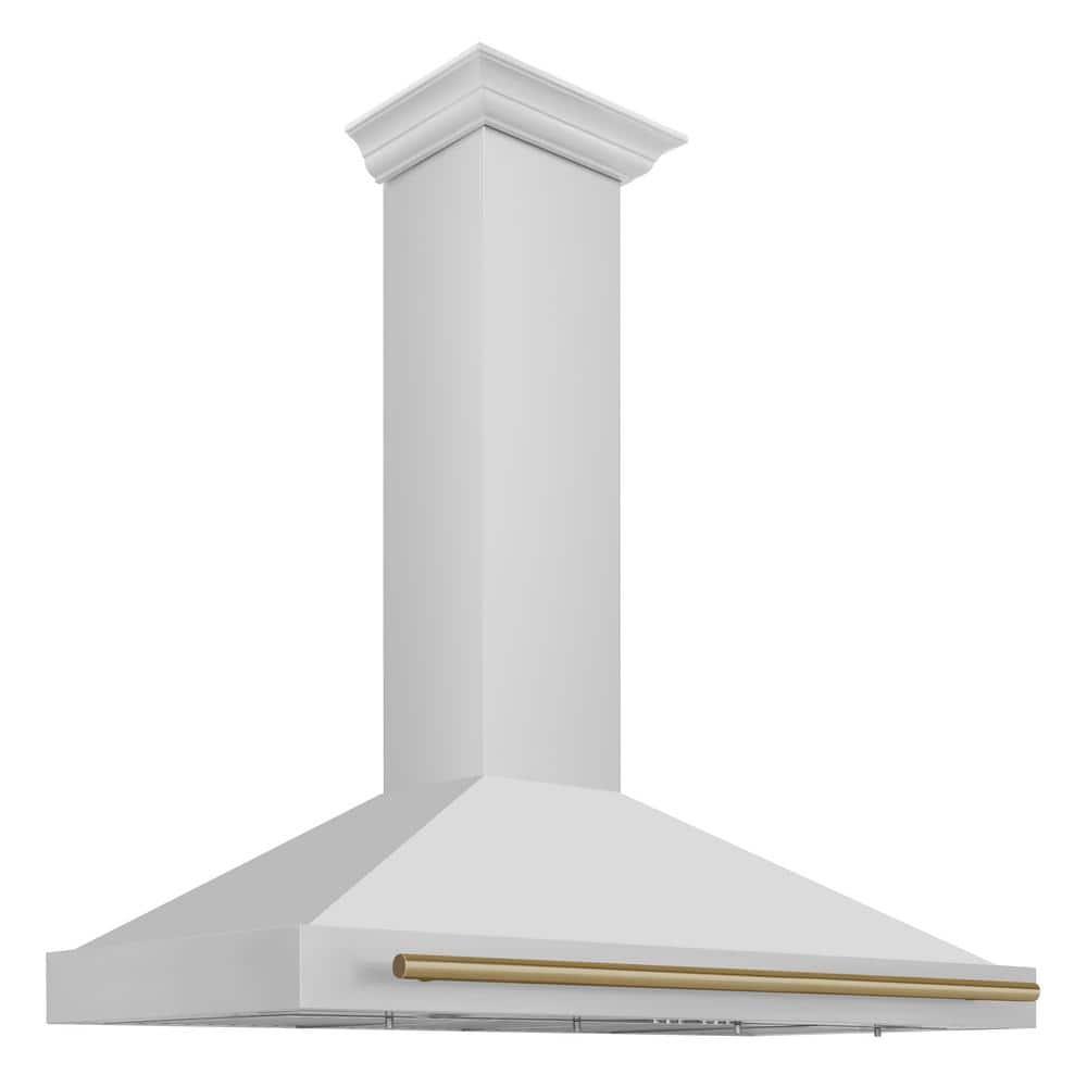 ZLINE 48 in. Autograph Edition Convertible Stainless Steel Range Hood W/ Stainless Steel Shell & Champagne Bronze Accents (KB4STZ-48-CB)