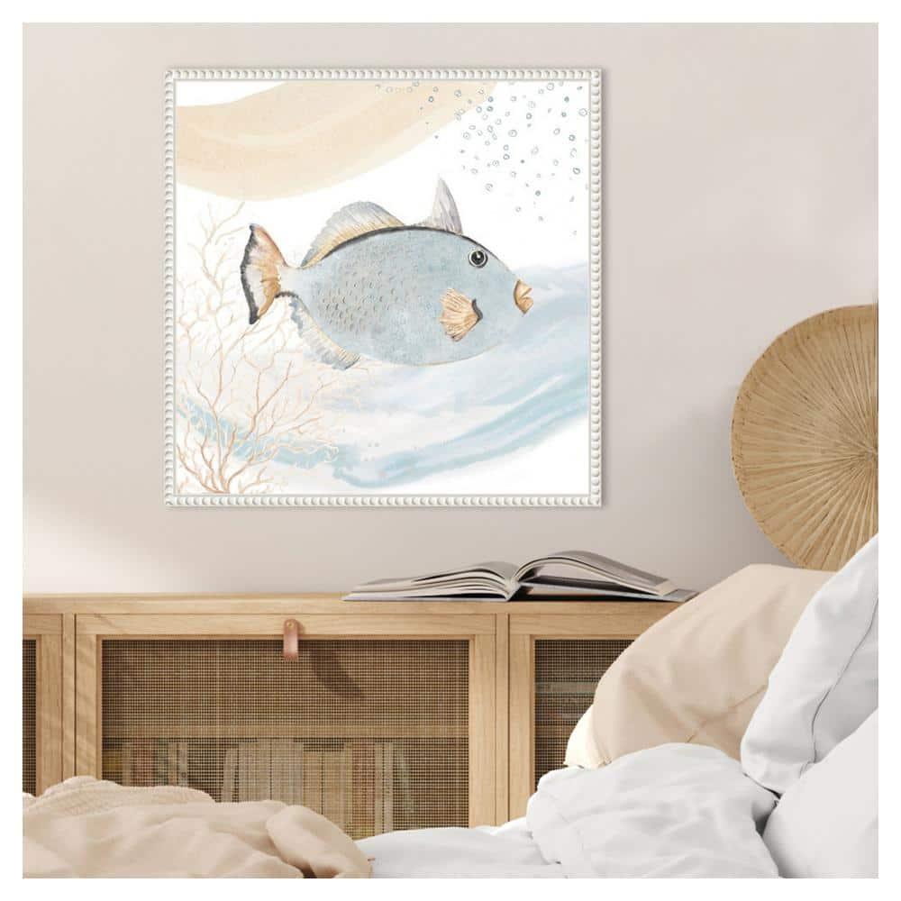 Amanti Art Ocean Oasis Waves Blue Fish by Patricia Pinto Canvas Wall Art Print Framed 22 x 22-in.