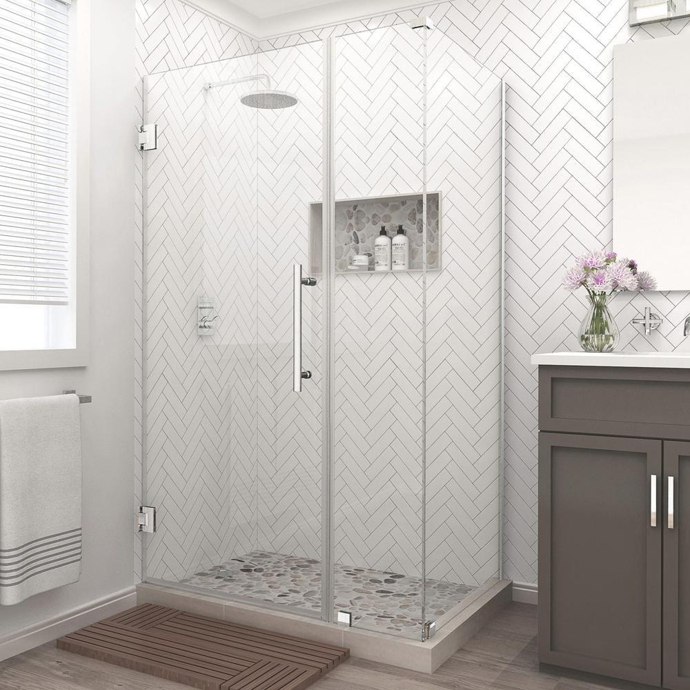 Aston Bromley Semi-frameless Rectangle Hinged Shower Enclosure SEN967EZ-SS-483438-10