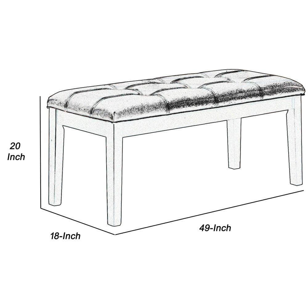 Button Tufted Faux Leather Upholstered Wooden Bench, Espresso Brown