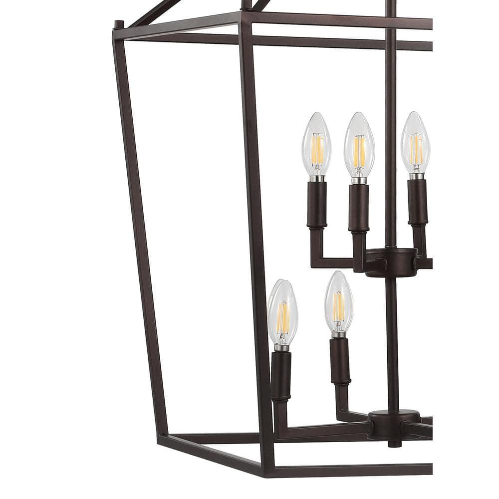 Pagoda 20" 8-Bulb Lantern Metal LED Pendant, Oil Rubbed Bronze