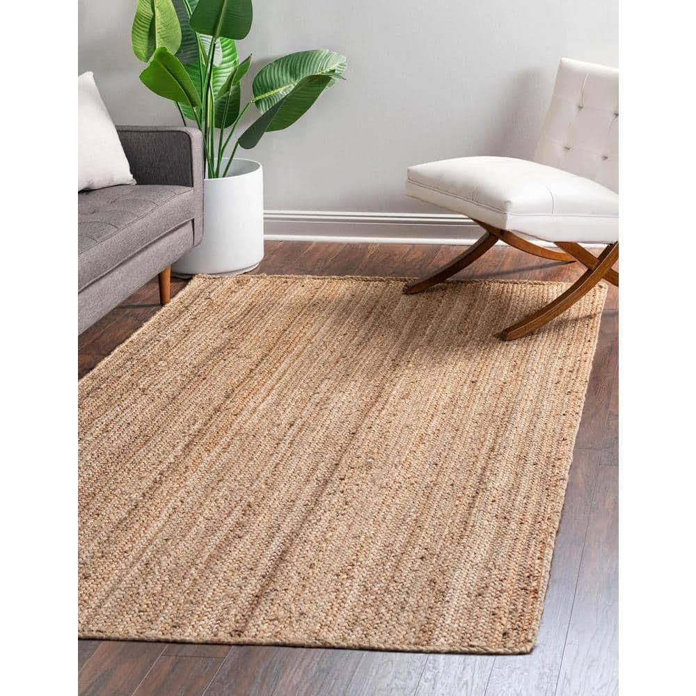 Unique Loom Braided Jute Collection Area Rug - Dhaka (5' 1" x 8' Rectangle Natural)