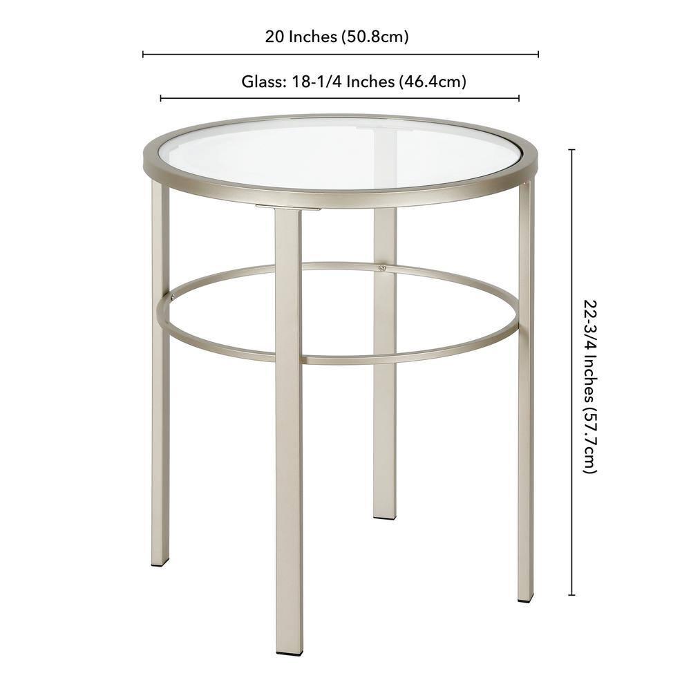 Evelyn&Zoe Gaia 20" Wide Round Side Table, Satin Nickel